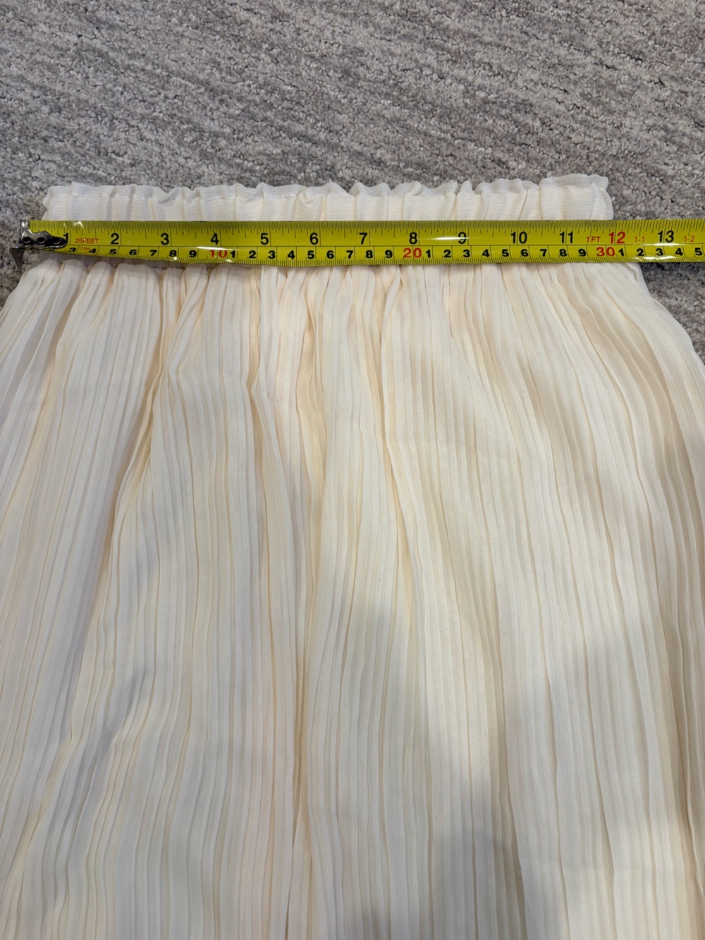 Oak + Fort Ivory Cream Pleated Sheer Midi Maxi Skirt Elastic Waist - Picture 8 of 8